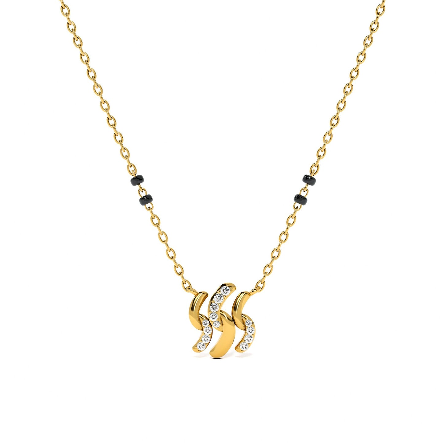 Twist Wave 9KT Gold Laboratory Grown Diamond Mangalsutra