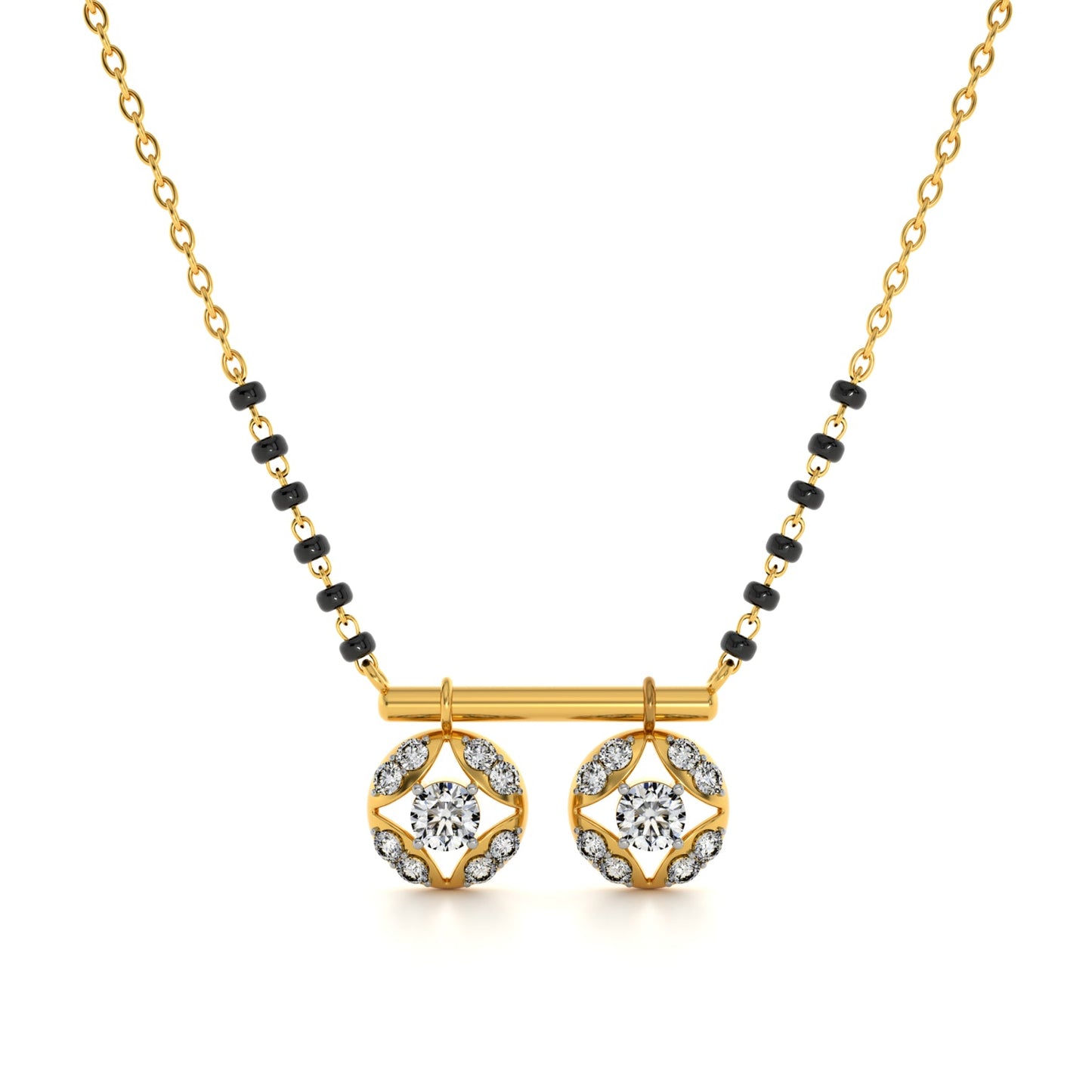 Classic Floral Halo 9KT Gold Laboratory Grown Diamond Mangalsutra