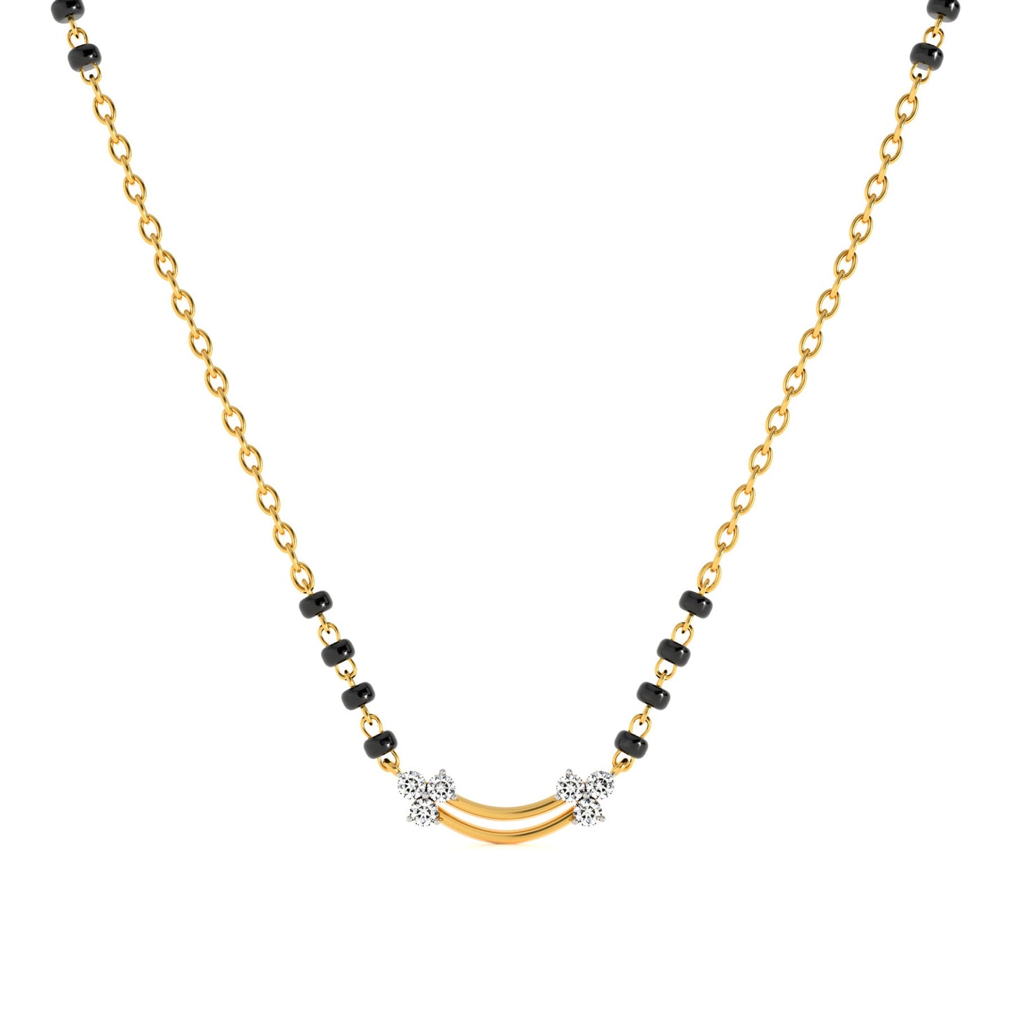 Twin Blossom 9KT Gold Laboratory Grown Diamond Mangalsutra