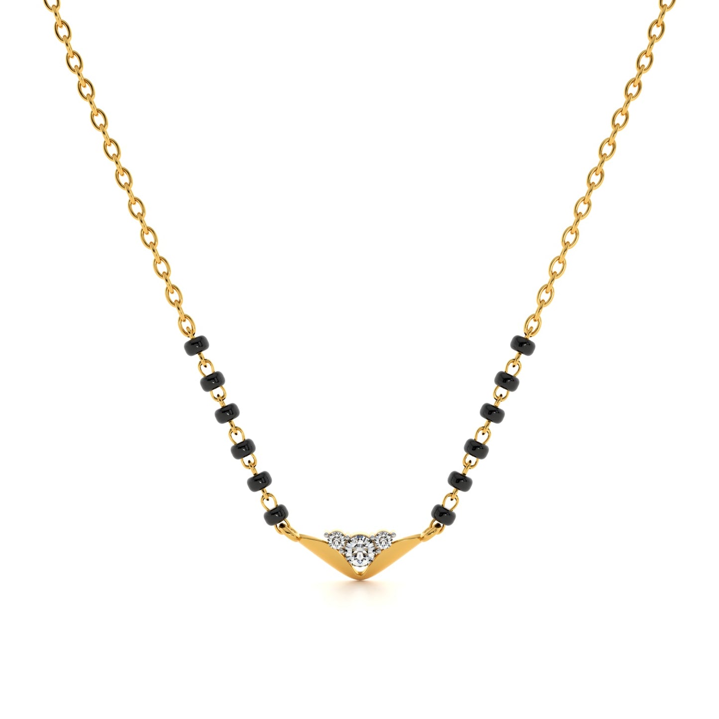 Regal Chevron 9KT Gold Laboratory Grown Diamond Mangalsutra