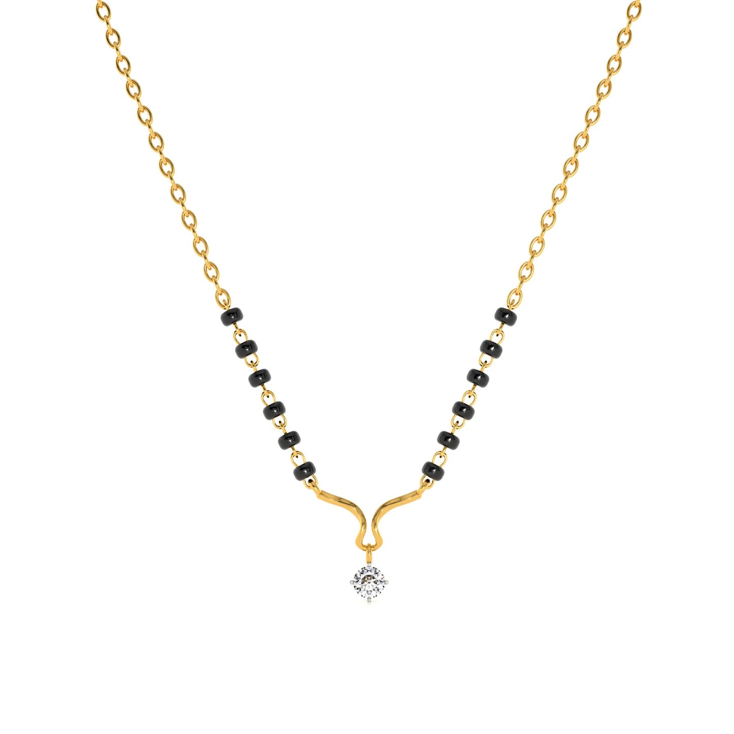 Bondflow Curve 9KT Gold Laboratory Grown Diamond Mangalsutra