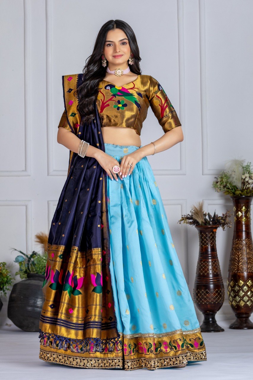 Lehenga Mart Gorgeous Lehenga Choli For Wedding-Sky Blue