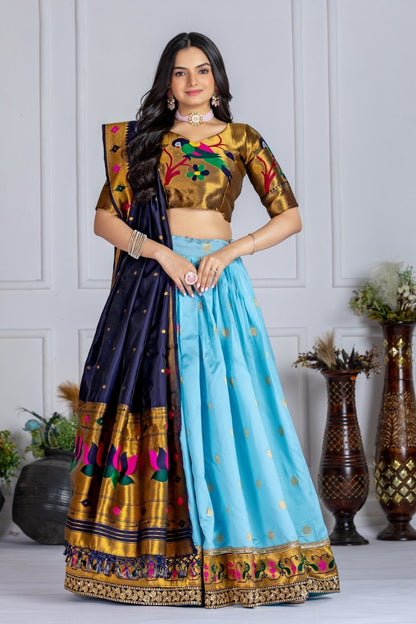 Lehenga Mart Gorgeous Lehenga Choli For Wedding-Sky Blue