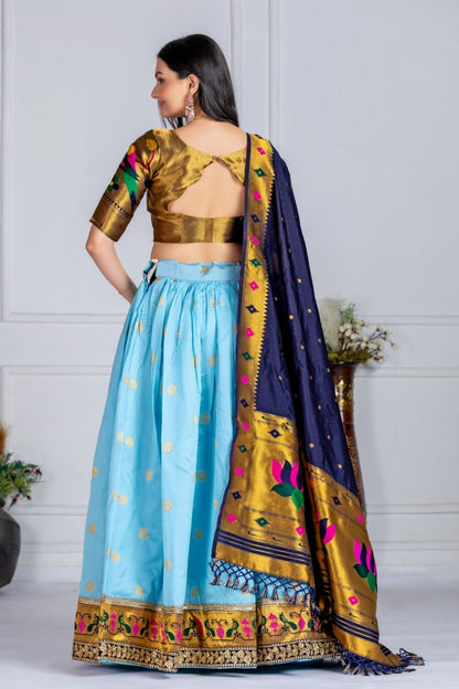 Lehenga Mart Gorgeous Lehenga Choli For Wedding-Sky Blue