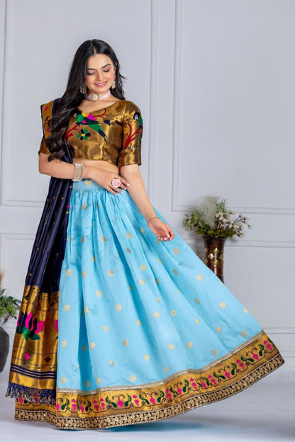 Lehenga Mart Gorgeous Lehenga Choli For Wedding-Sky Blue