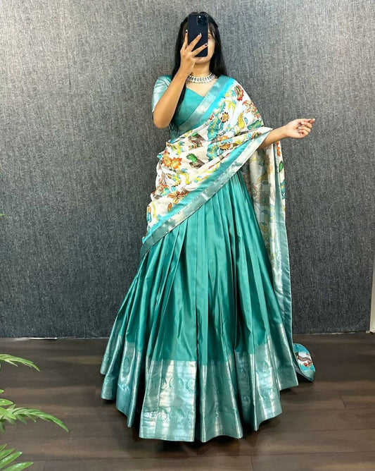 Teeya Creation New Latest Trendy Stylish Lehenga Choli Set - Teal