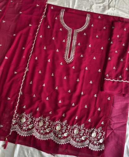 KC Bollywood Style Dark Pink Georgette Suit For Women
