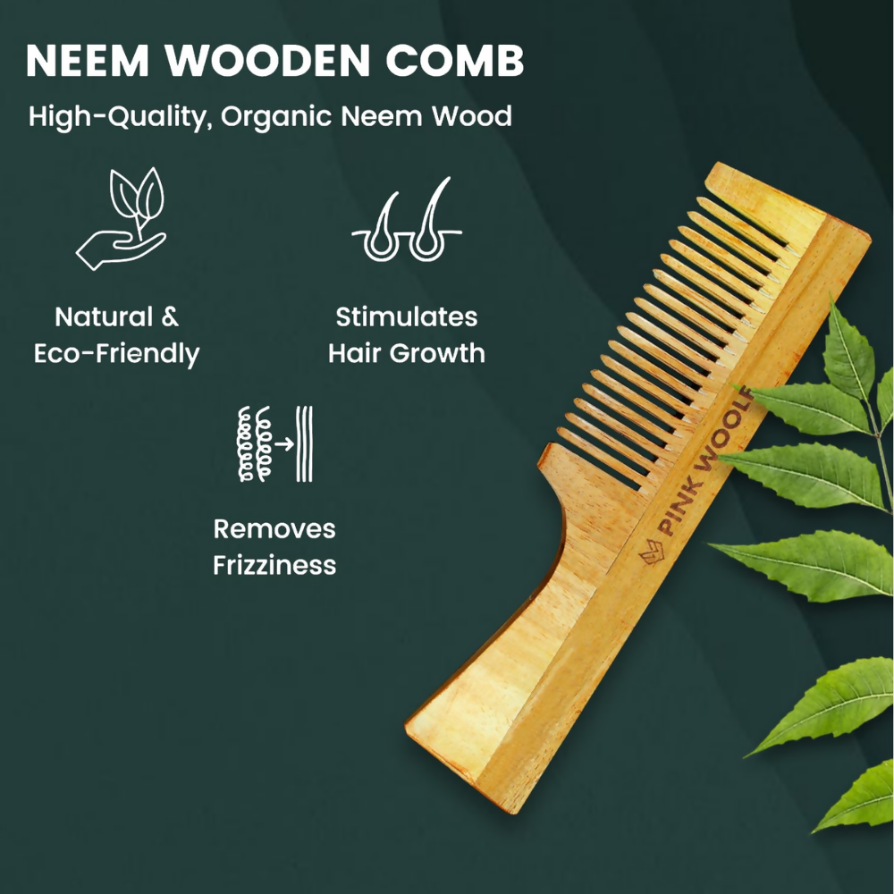 Pink Woolf Neem Wood Comb