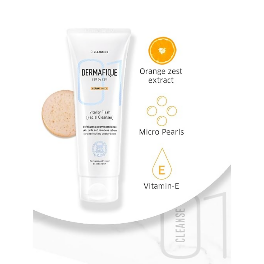 Dermafique Vitality Flash Facial Cleanser Exfoliating Face wash