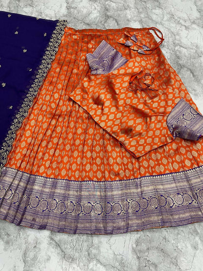 Teeya Creation New Womens Latest Embroidered Designer Lehenga Choli Set - Orange