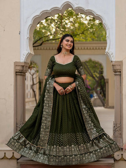 Lehenga Mart Mehendi Green Designer Wedding Wear Lehenga Choli