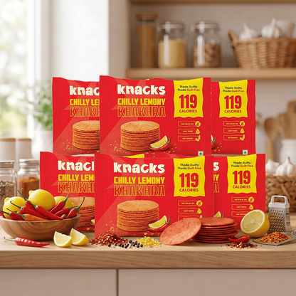 Knacks Coin Khakhra Crisps - Chilly Lemony Flavour