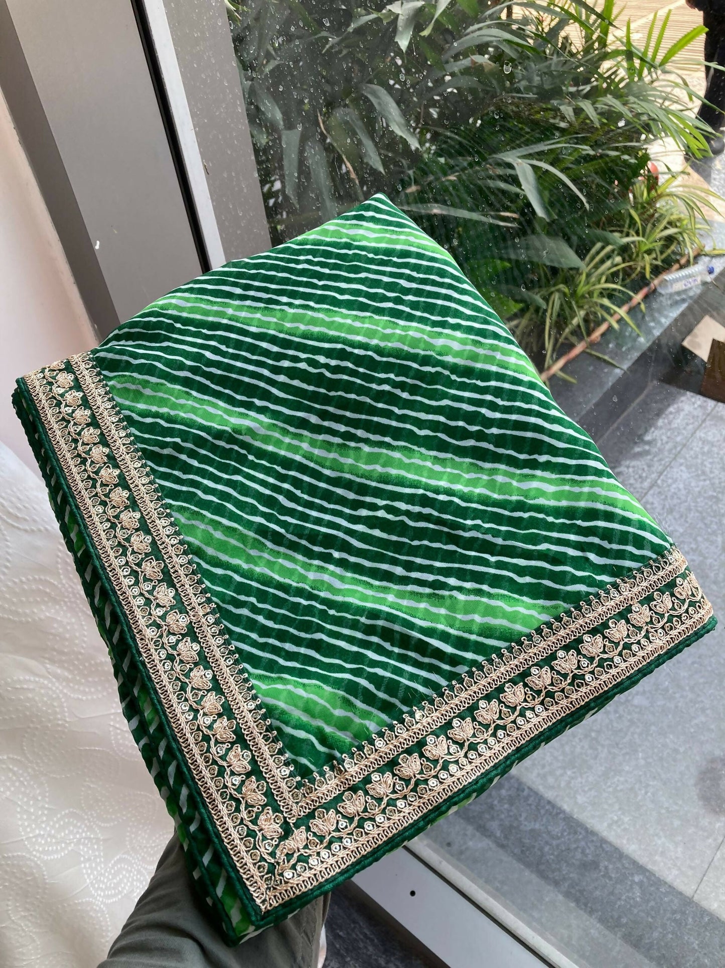 Teeya Creation New Trendy Leheriya Bandhani Georgette Saree For Daily Wear -Green