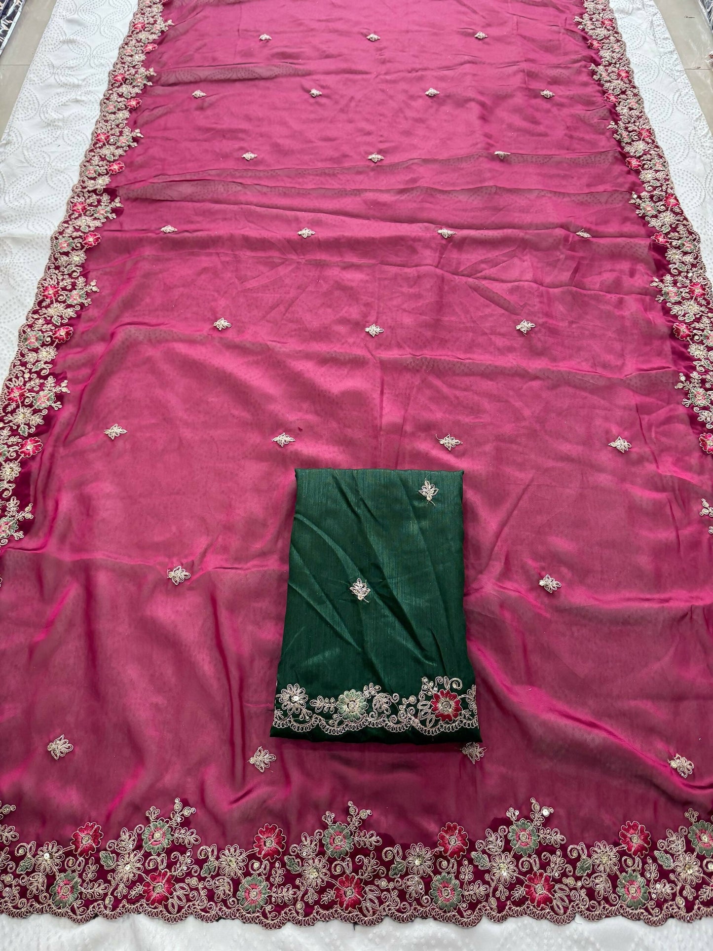 Teeya Creation New Trendy Stylish Party Wear Silk Saree-Pink