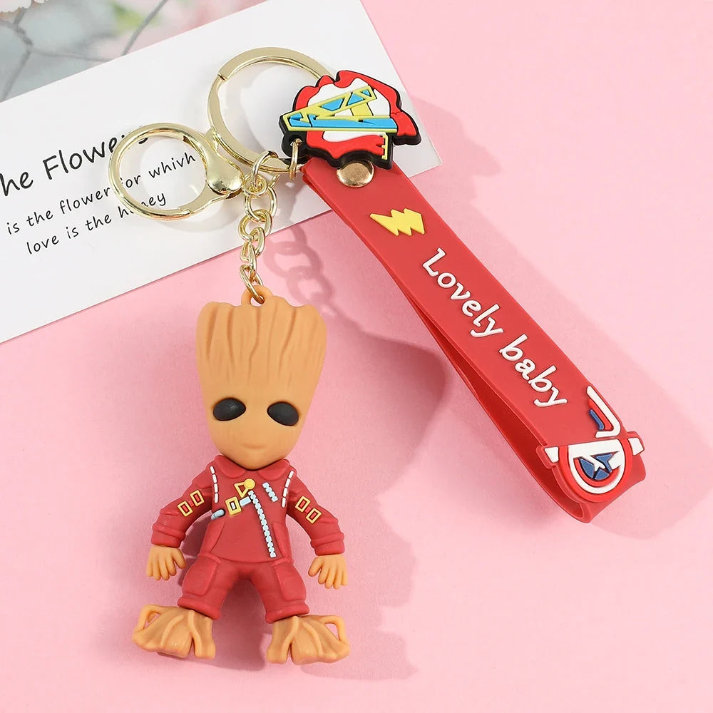 Gaurdians of the Galaxy Groot Red Keychain | 3D Lanyard Keychain | Silicone | Marvels | |