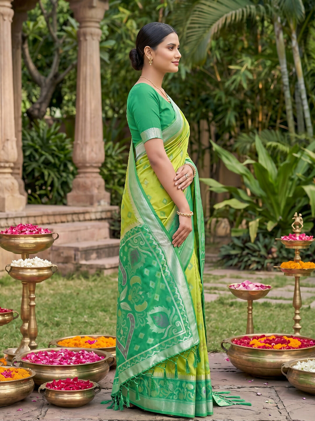 Shree Shyam Fashion Light Green Soft Silk Saree