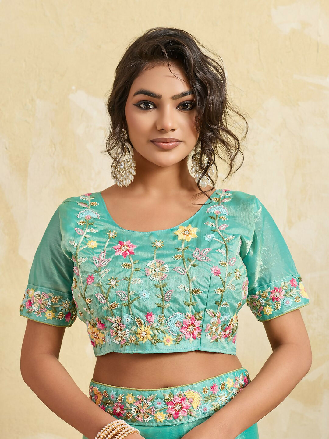 Teeya Creation New Stylish Trendy Party Wear Saree-Aqua_Blue