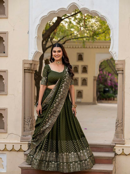 Lehenga Mart Mehendi Green Designer Wedding Wear Lehenga Choli