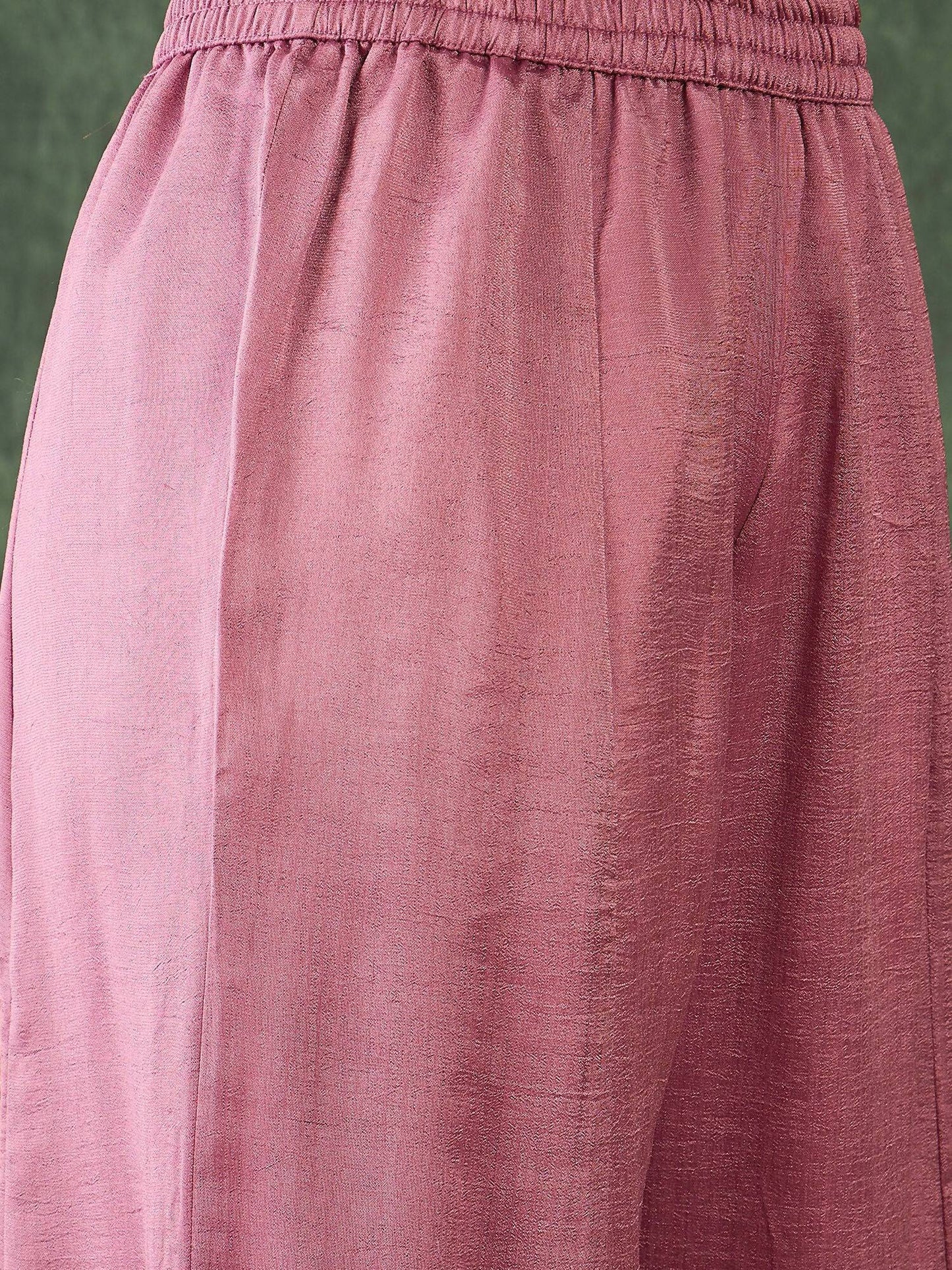 The52 Women's Gorgeous Embroidery Work Viscose Silk Fabric A-line Kurta Sharara and Dupatta Set-Onion