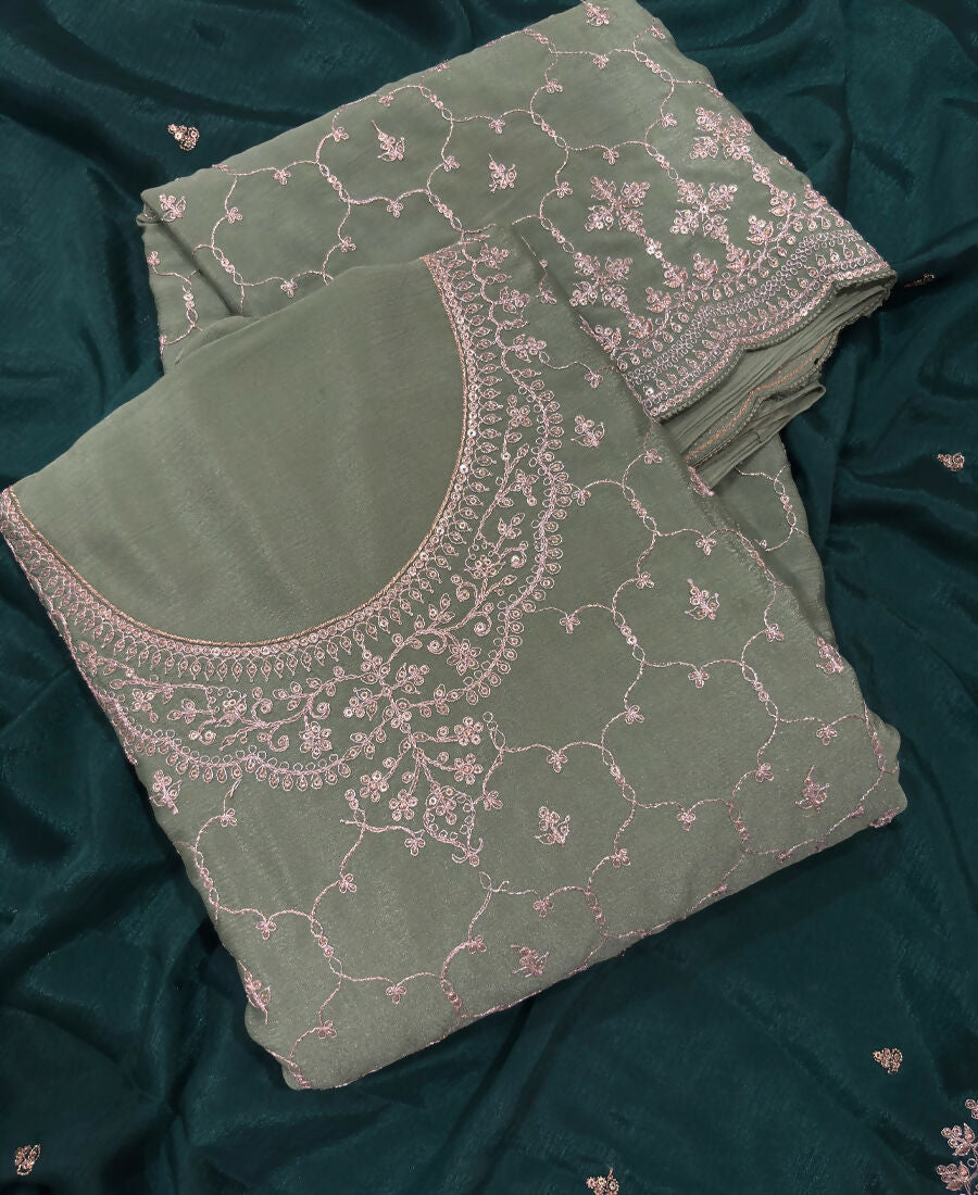 KC Heavy Chinon Pista Green Salwar Suit For Women Ethnic Wear