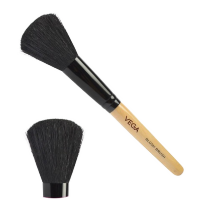 Vega Blush Brush with Wooden Handle and Natural Animal/Synthetic Hair