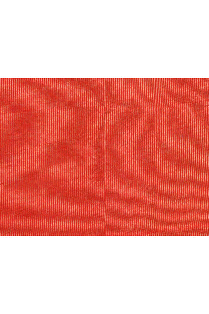 Piyari Fashion Women's Red Embellished Cotton Blend Zari Check Handloom Saree