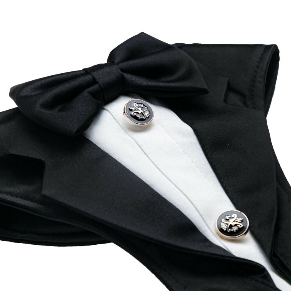 Waggety Tuxedo Dog Harness - Stylish Black & White Design, Adjustable Fit, Durable Fabric, Elegant Pet Harness for Dogs