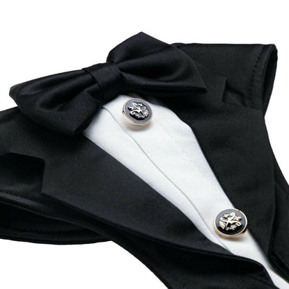 Waggety Tuxedo Dog Harness - Stylish Black & White Design, Adjustable Fit, Durable Fabric, Elegant Pet Harness for Dogs