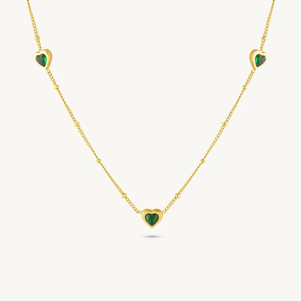 Emerald Glow Heart Necklace
