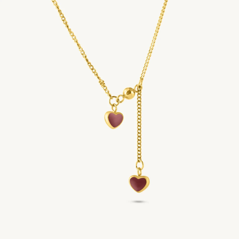 Twin Hearts Drop Necklace