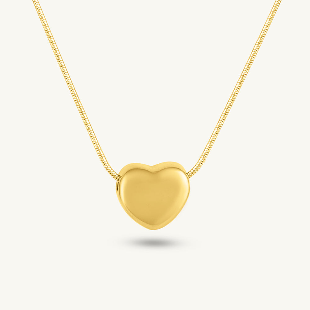 Golden Glow Puffy Heart Necklace