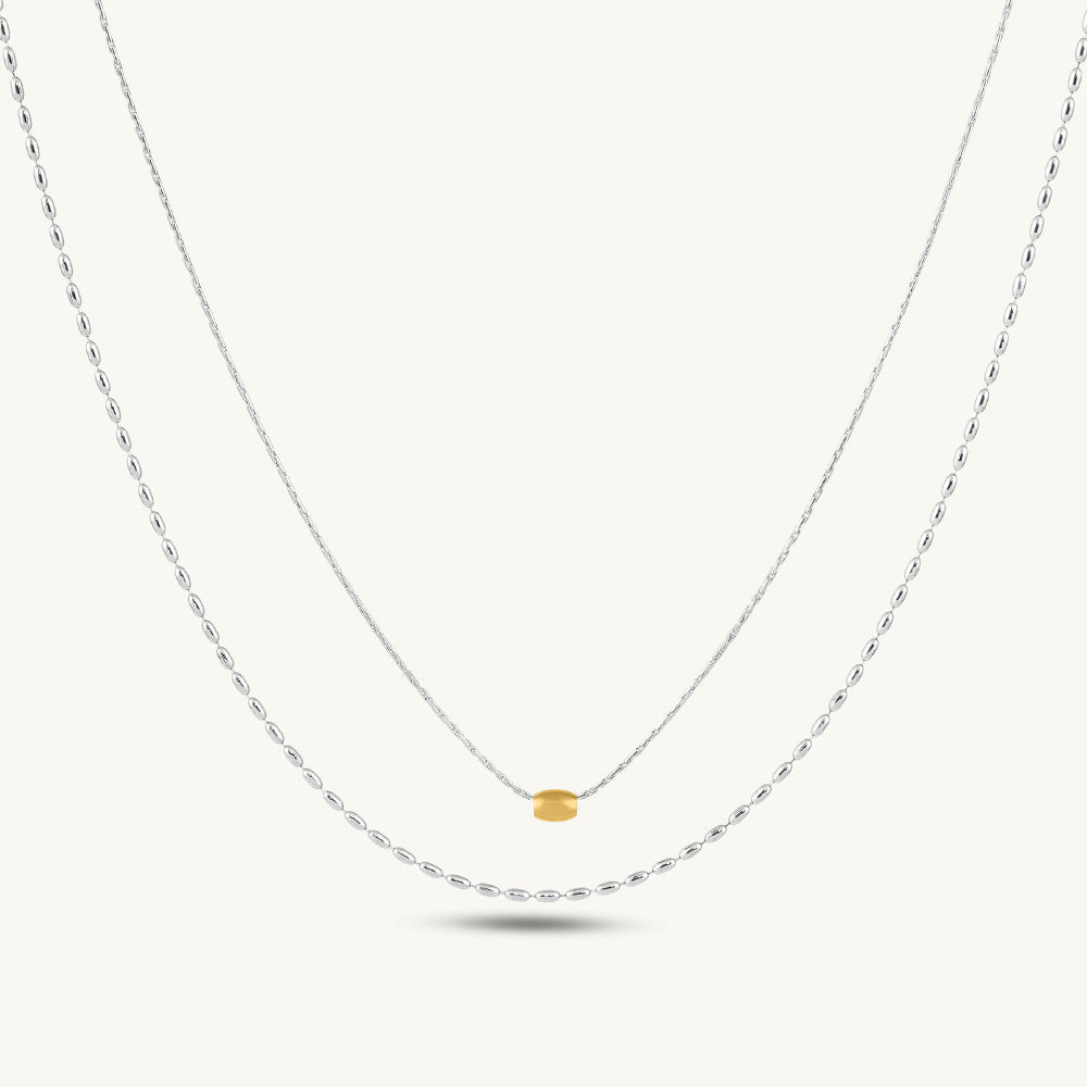Golden Sphere Duo-Layer Minimal Necklace