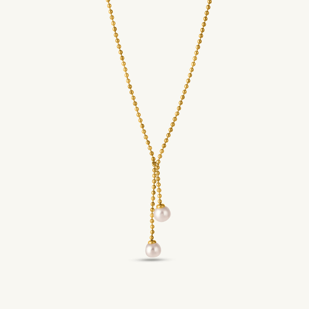 Double Pearl Drop Necklace