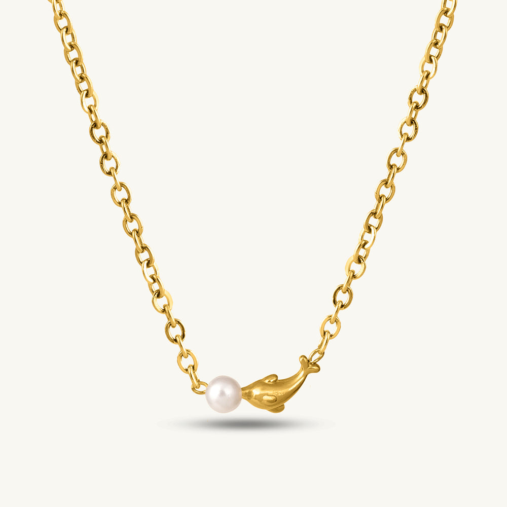 Delicate Curved Pearl Accent Necklace