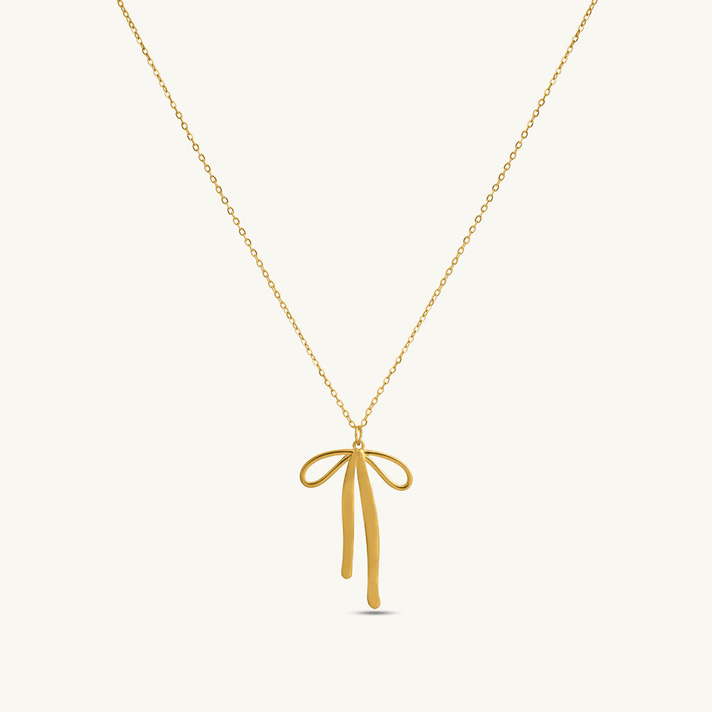 Golden Ribbon Bow Necklace