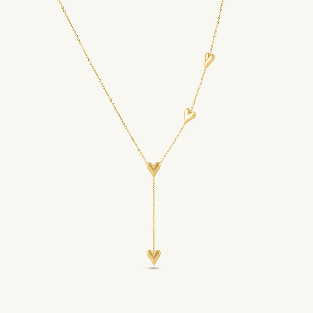 Trio Heart Lariat Necklace