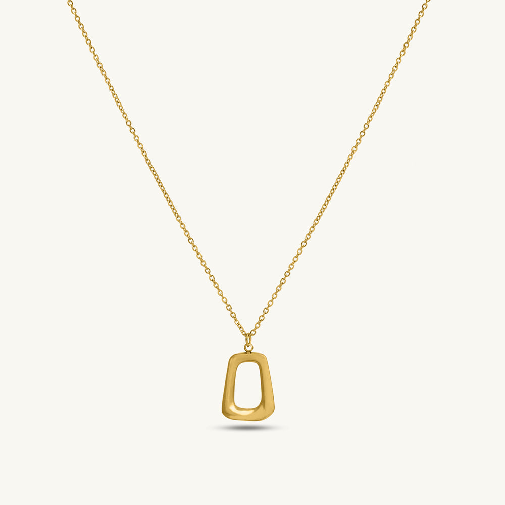 Sculpted Geo-Frame Pendant Necklace