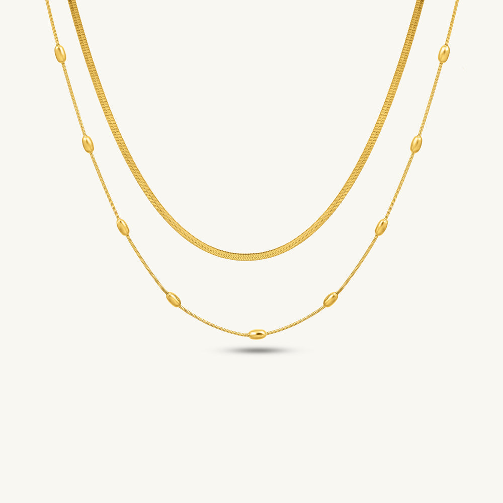Double-Layer Bead Accent Chain Necklace