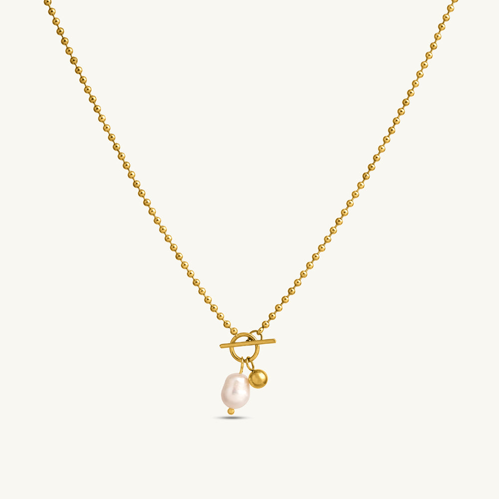 Classic Pearl Drop Toggle Necklace