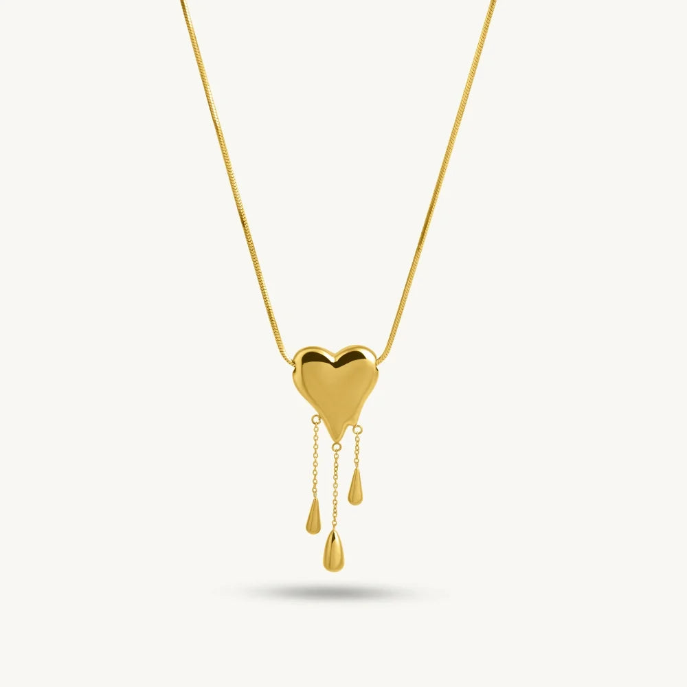 Edgy Drip Heart Love Necklace
