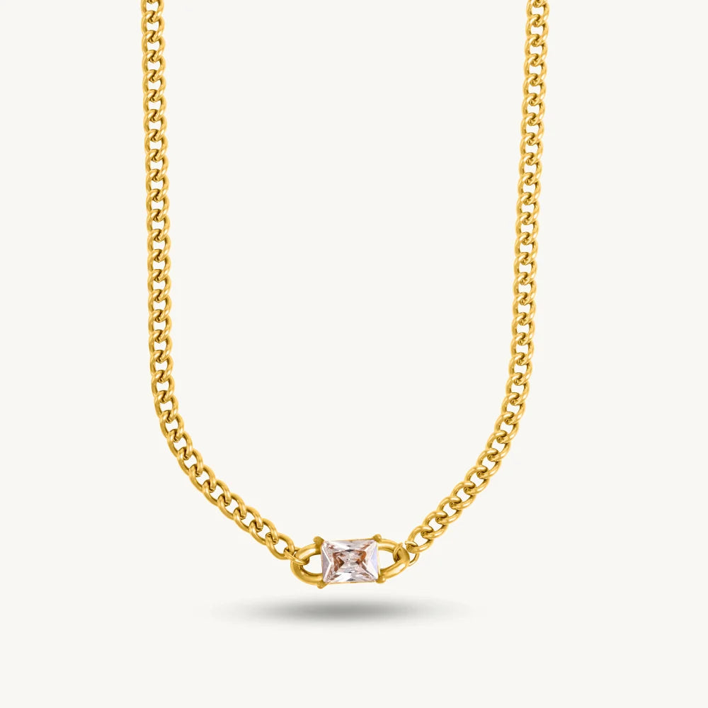 Bold Crystal Accent Chain Necklace