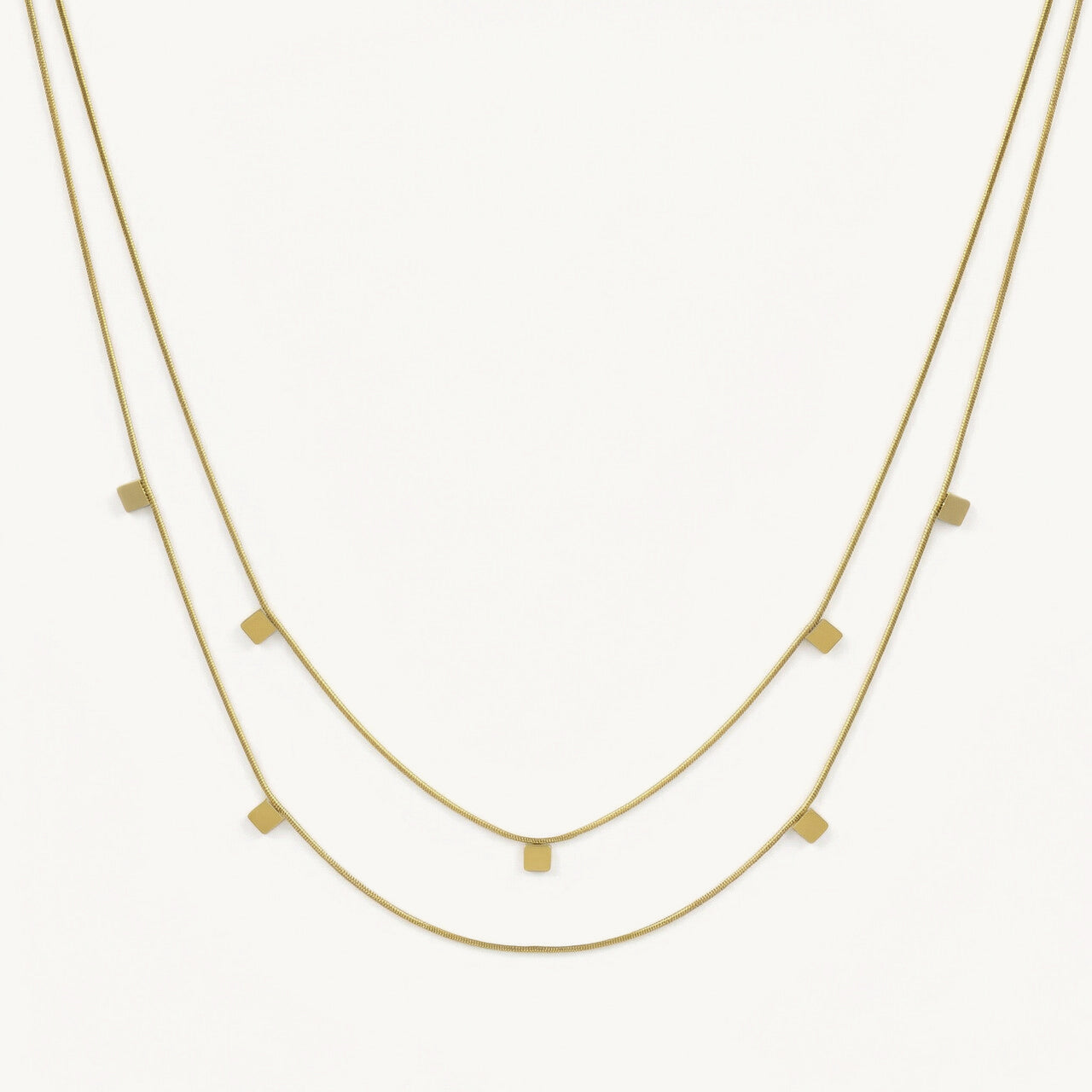Delicate Square Charm Layer Necklace