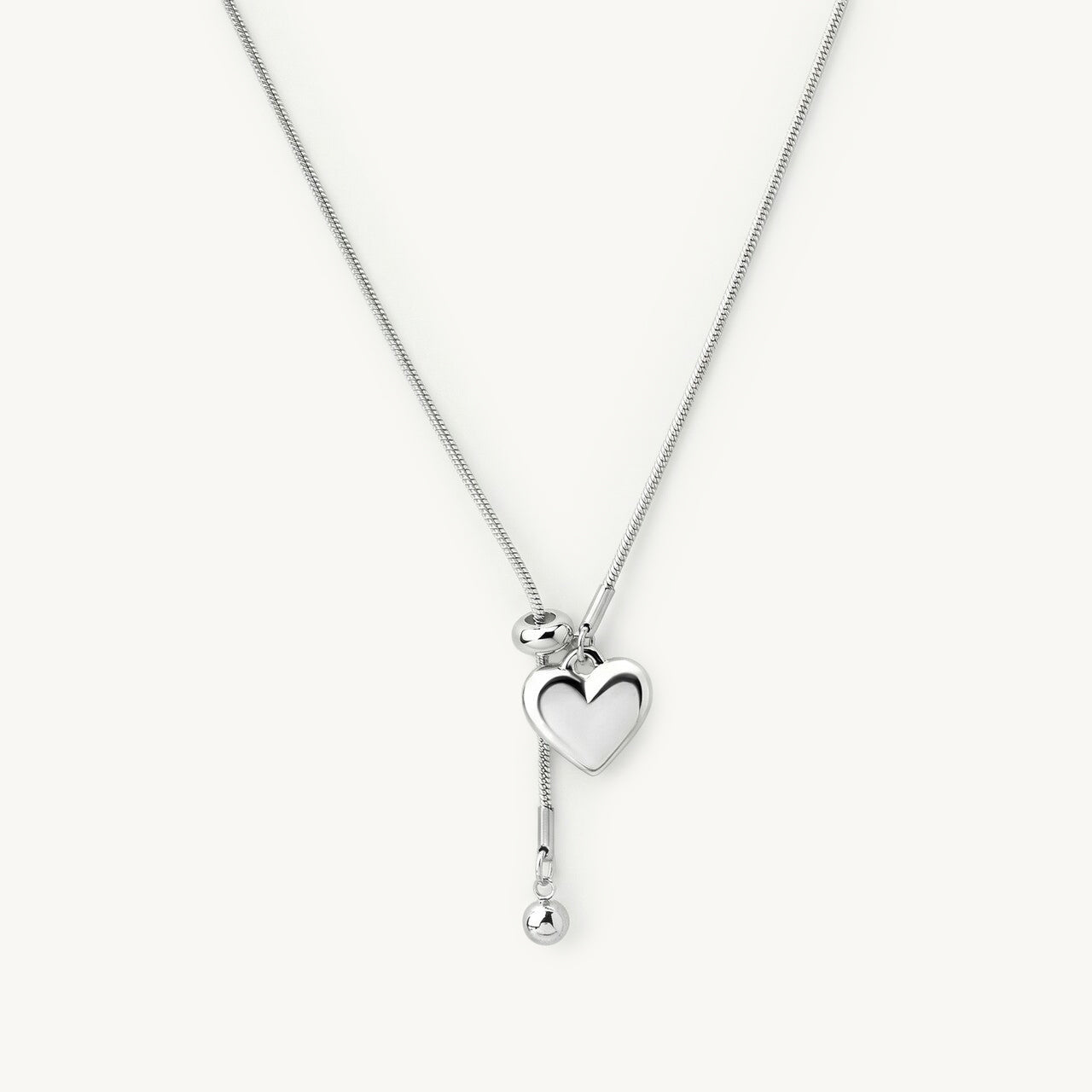 Shiny Heart Lariat Necklace