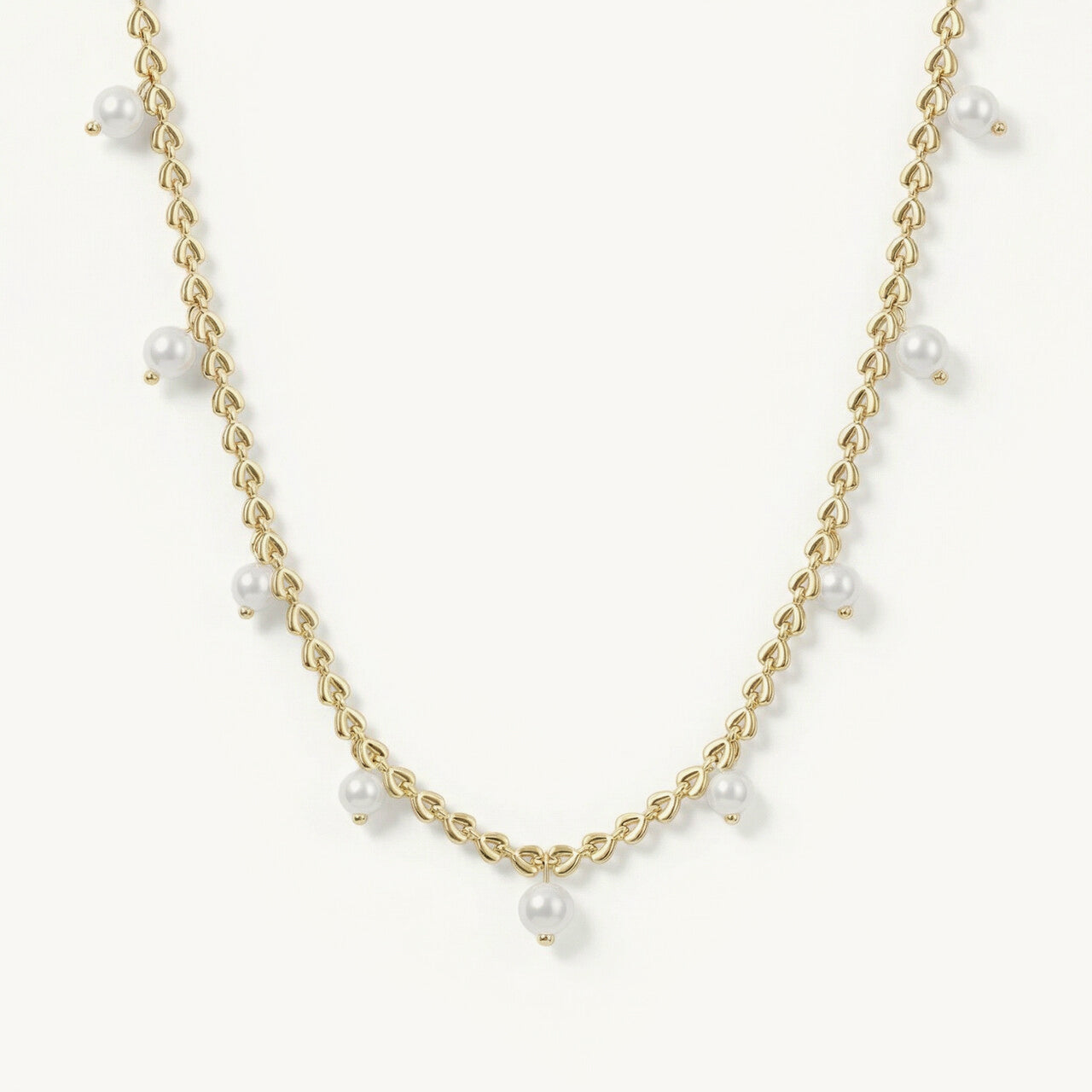 Pearl Cuban Chain Station Necklace