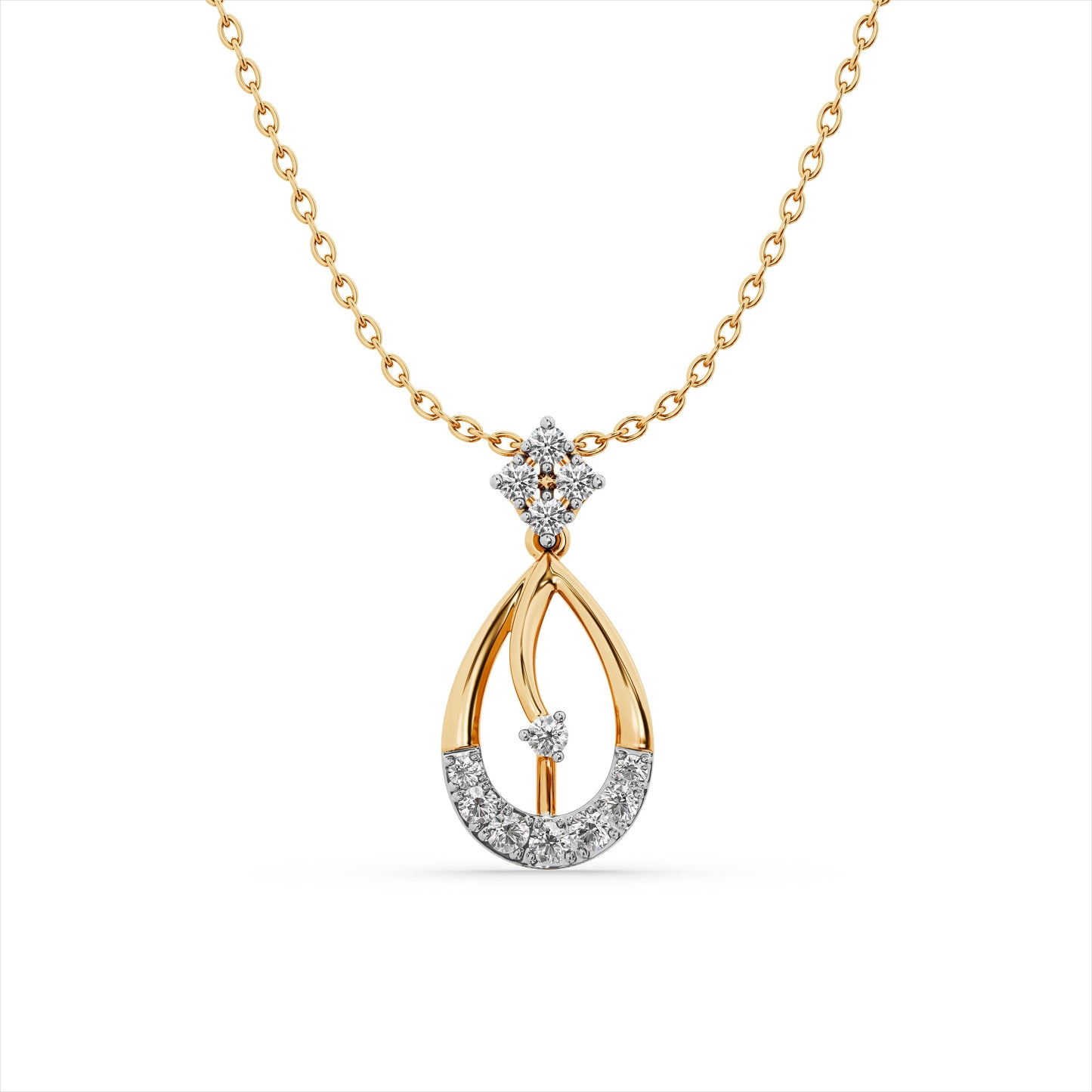 Elegant Waterdrop 9KT Gold Laboratory Grown Diamond Necklace