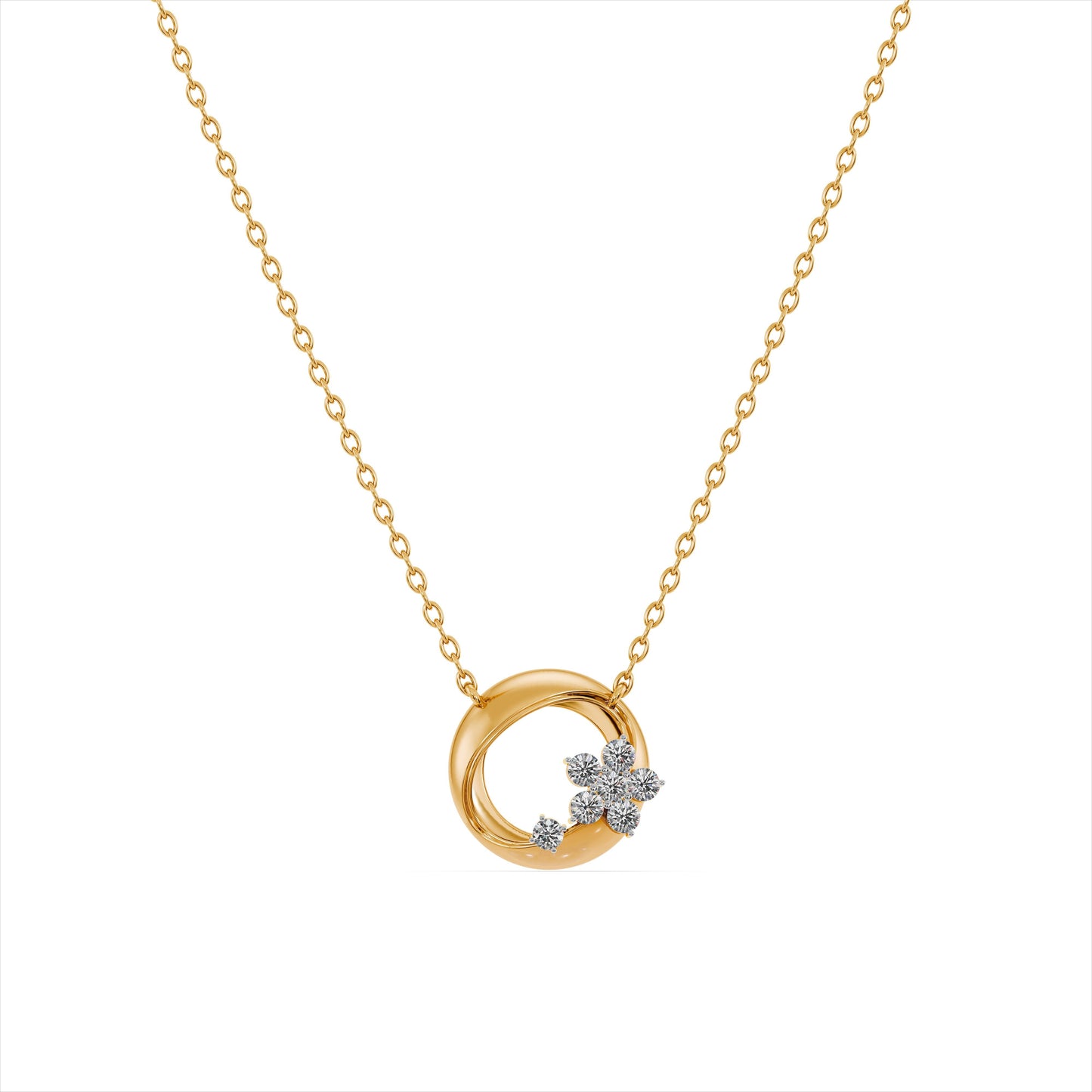 Gilded Petal Orbit 9KT Gold Laboratory Grown Diamond Necklace