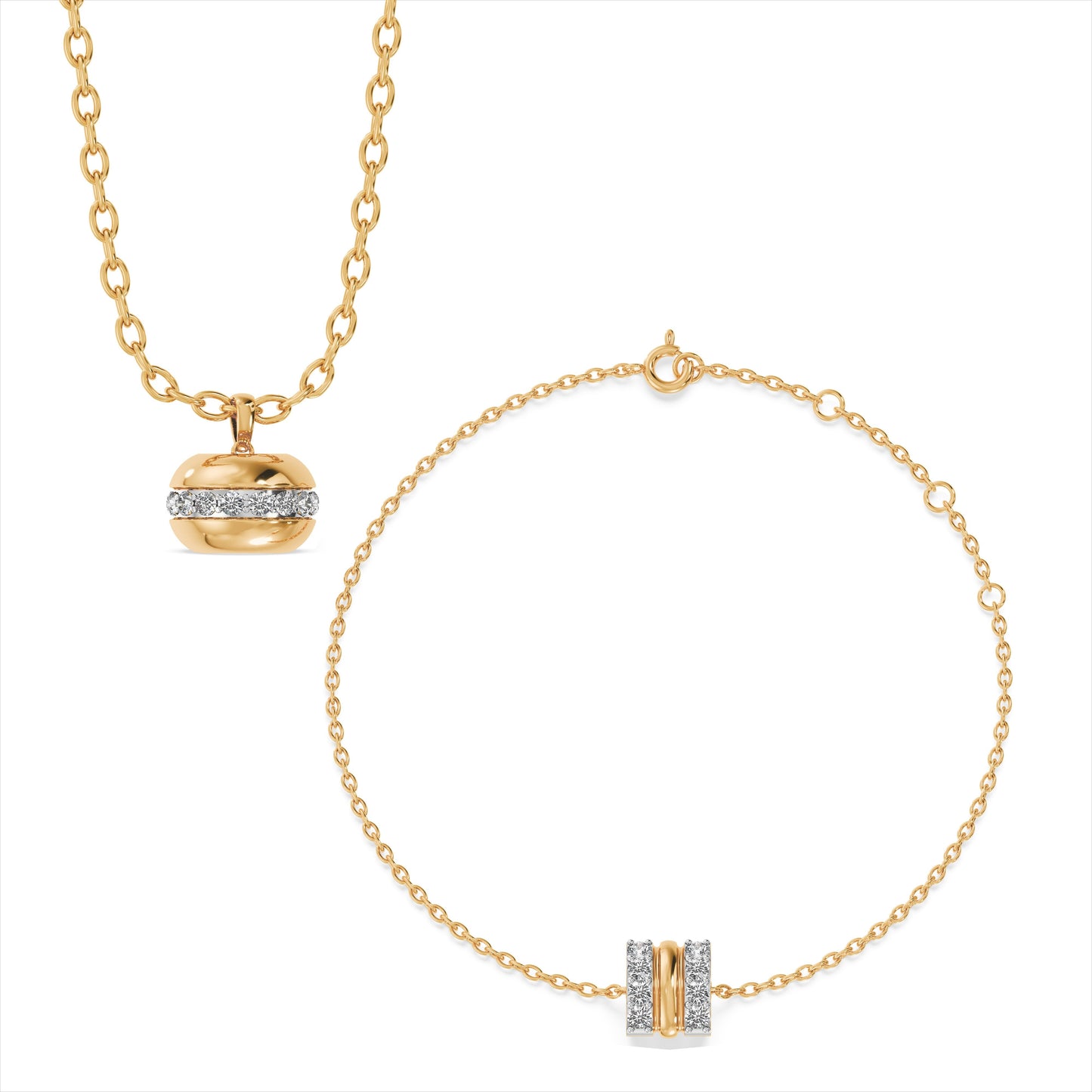 Stripe Luster 9KT Gold Laboratory Grown Diamond Set