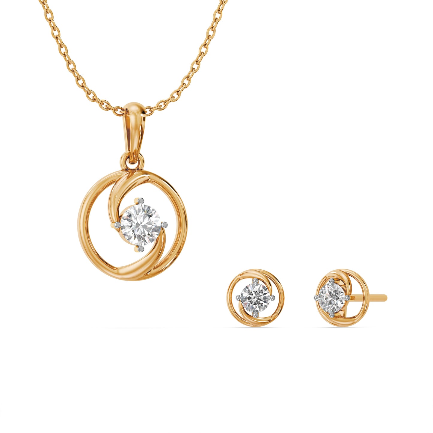 Spiral Glow 9KT Gold Laboratory Grown Diamond Set