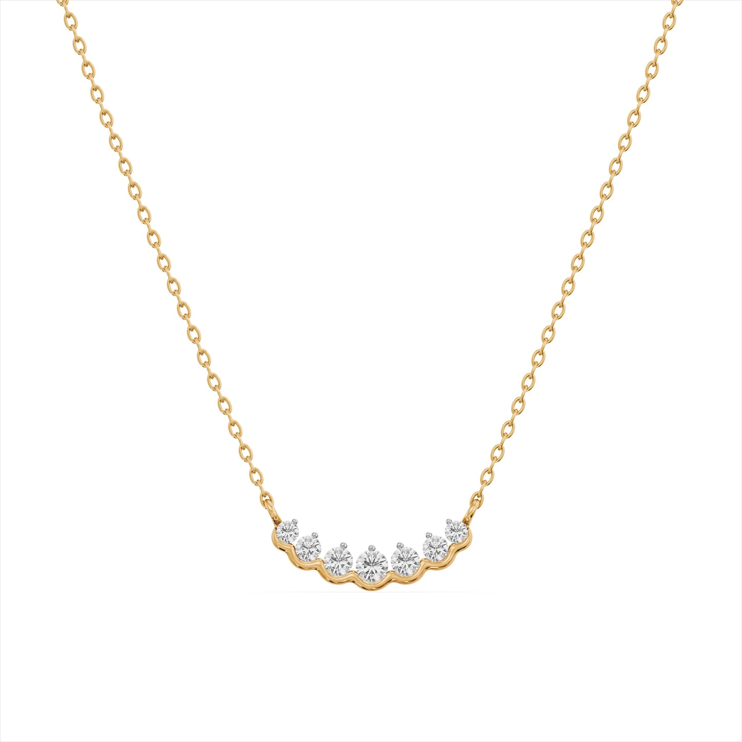 Lustre Flow Bead 9KT Gold Laboratory Grown Diamond Necklace