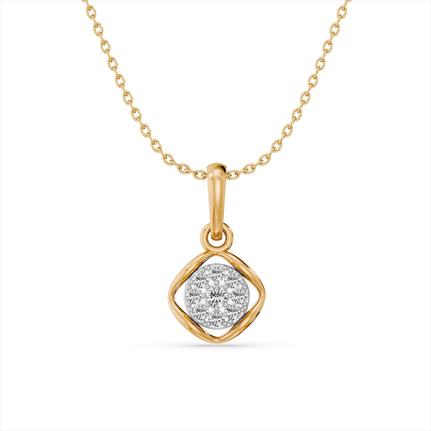 Floral Crest 9KT Gold Laboratory Grown Diamond Pendant Necklace